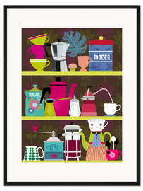 Gerahmter Kunstdruck Regal eines Kaffeeliebhabers