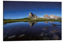 Tableau en aluminium Giau Pass La Gusela at night Dolomiti Italy