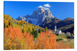 Tableau en aluminium Couleurs d'automne et Monte Pelmo, Dolomites