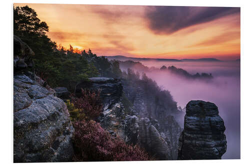 Tableau en PVC Paysage brumeux en Suisse saxonne