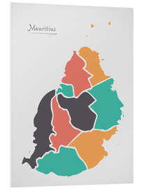 Foam board print Mauritius map modern abstract with round shapes