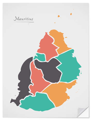 Wall sticker Mauritius map modern abstract with round shapes