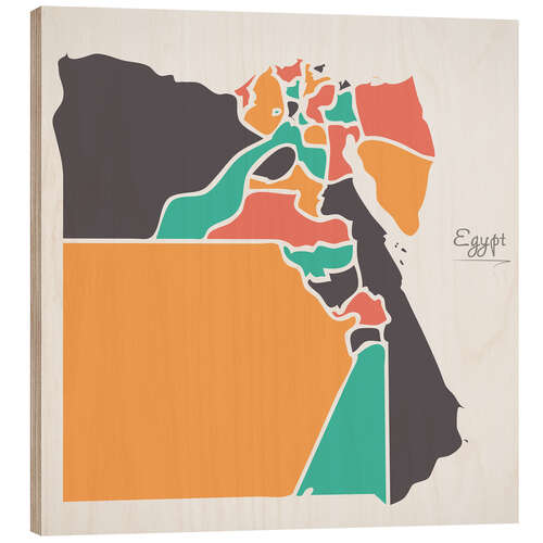 Wood print Egypt map modern abstract with round shapes