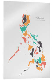 Tableau en verre acrylique Philippines map modern abstract with round shapes