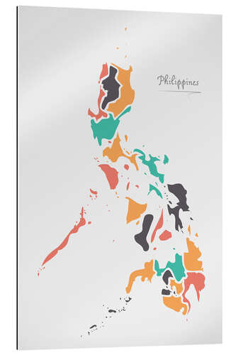 Gallery print Philippines map modern abstract with round shapes