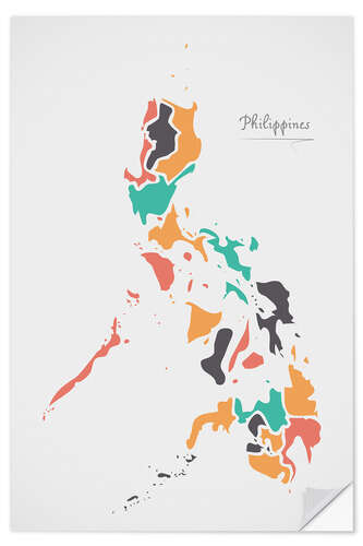 Wall sticker Philippines map modern abstract with round shapes