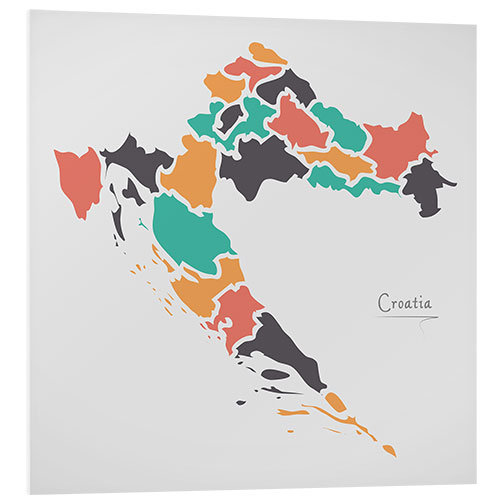 Foam board print Croatia map modern abstract with round shapes