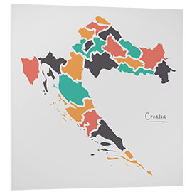 Foam board print Croatia map modern abstract with round shapes