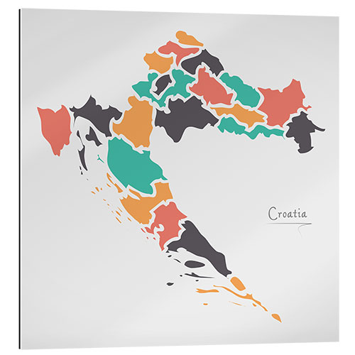 Tableau en plexi-alu Carte moderne de la Croatie