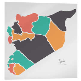 Akrylglastavla Syria map modern abstract with round shapes