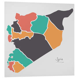 Foam board print Syria map modern abstract with round shapes