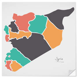 Wandsticker Syrien Landkarte modern abstrakt mit runden Formen