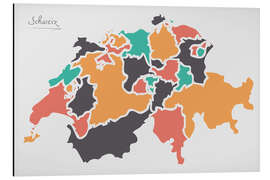 Magnettafel Schweiz Landkarte modern abstrakt mit runden Formen