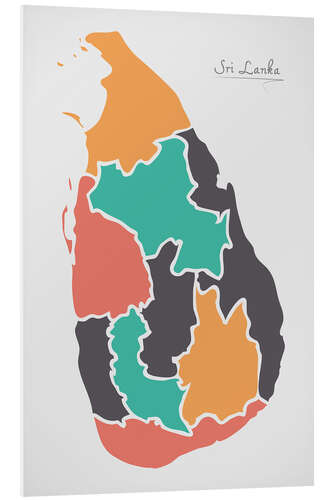 Foam board print Sri Lanka map modern abstract with round shapes