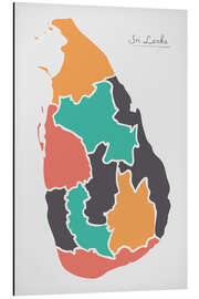 Magnettafel Sri Lanka Landkarte modern abstrakt mit runden Formen