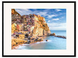 Framed art print Manarola at dusk, Cinque Terre, Liguria, Italy