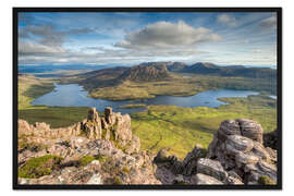 Gerahmter Kunstdruck Blick vom Stac Pollaidh in Schottland