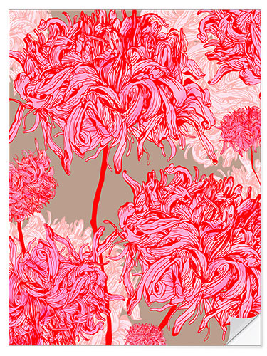 Selvklebende plakat Pink Chrysanthemum