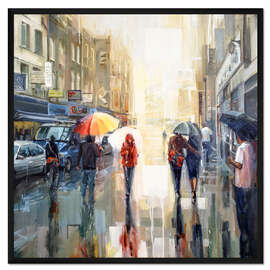 Gerahmter Kunstdruck Brick Lane im Regen