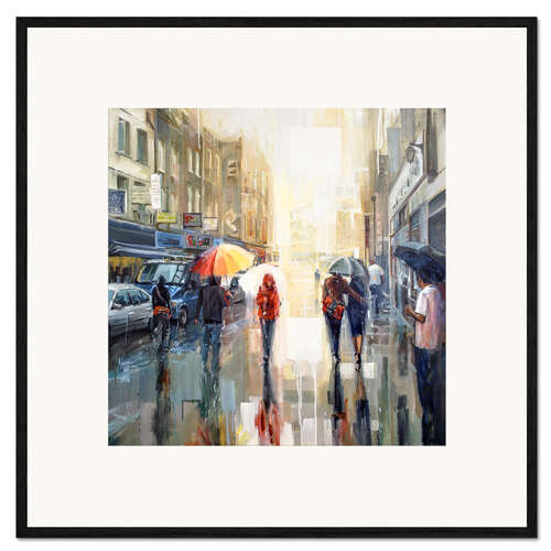 Framed art print Brick lane in the rain