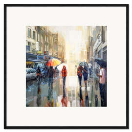 Framed art print Brick lane in the rain