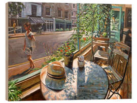 Wood print Greenwich Cafe