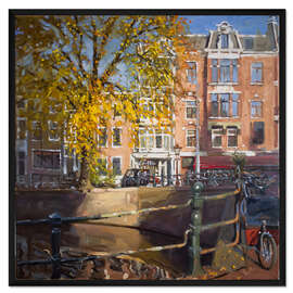 Gerahmter Kunstdruck Gracht mit Fahrrädern