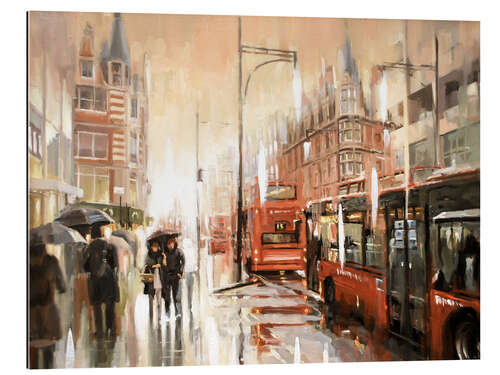 Tableau en plexi-alu Oxford Street sous la pluie