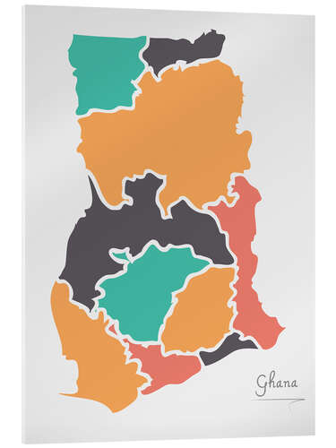 Cuadro de metacrilato Ghana map modern abstract with round shapes