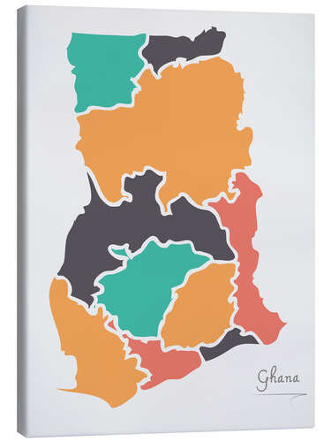 Canvas print Ghana map modern abstract with round shapes