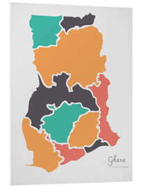 Foam board print Ghana map modern abstract with round shapes