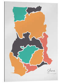 Gallery print Ghana map modern abstract with round shapes