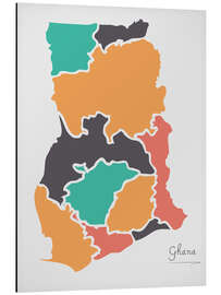 Magnettafel Ghana Landkarte modern abstrakt mit runden Formen