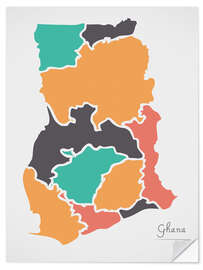 Selvklebende plakat Ghana map modern abstract with round shapes