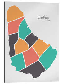 Gallery print Barbados map modern abstract with round shapes