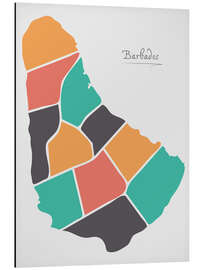 Magnettafel Barbados Landkarte modern abstrakt mit runden Formen