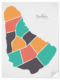 Wall sticker Barbados map modern abstract with round shapes