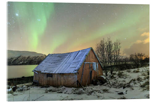 Quadro em acrílico Aurora Borealis on typical Rorbu, Svensby, Norway