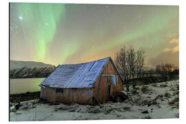 Aluminium print Aurora Borealis on typical Rorbu, Svensby, Norway