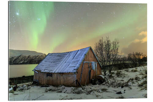 Gallery print Aurora Borealis on typical Rorbu, Svensby, Norway