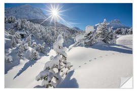 Naklejka na ścianę Snowy woods Maloja Switzerland