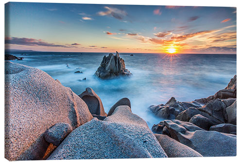Lienzo Sunset on cliffs of Capo Testa, Sardinia, Italy