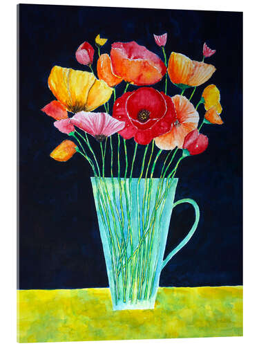 Akryylilasitaulu Vase with poppies