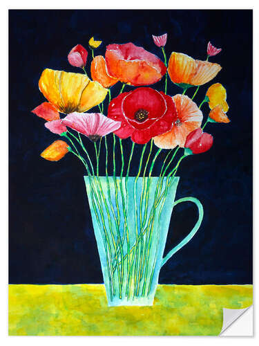 Wall sticker Vase with poppies