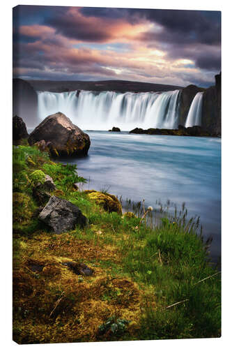 Leinwandbild Godafoss Wasserfall Island