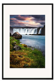 Gerahmter Kunstdruck Godafoss Wasserfall Island