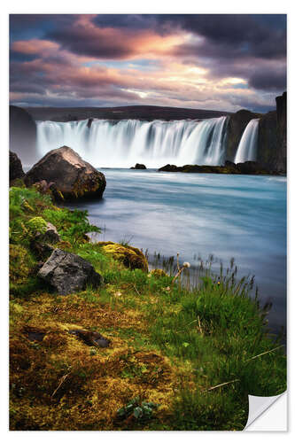 Selvklæbende plakat Godafoss waterfall Iceland