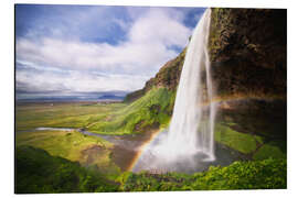 Alubild Wasserfall mit Regenbogen