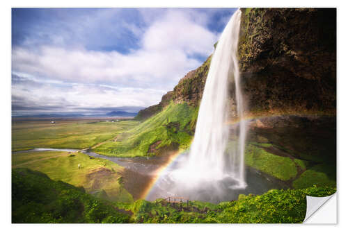 Selvklebende plakat Waterfall with rainbow