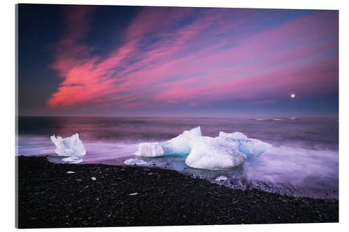 Acrylic print Icebergs on the beach in Iceland